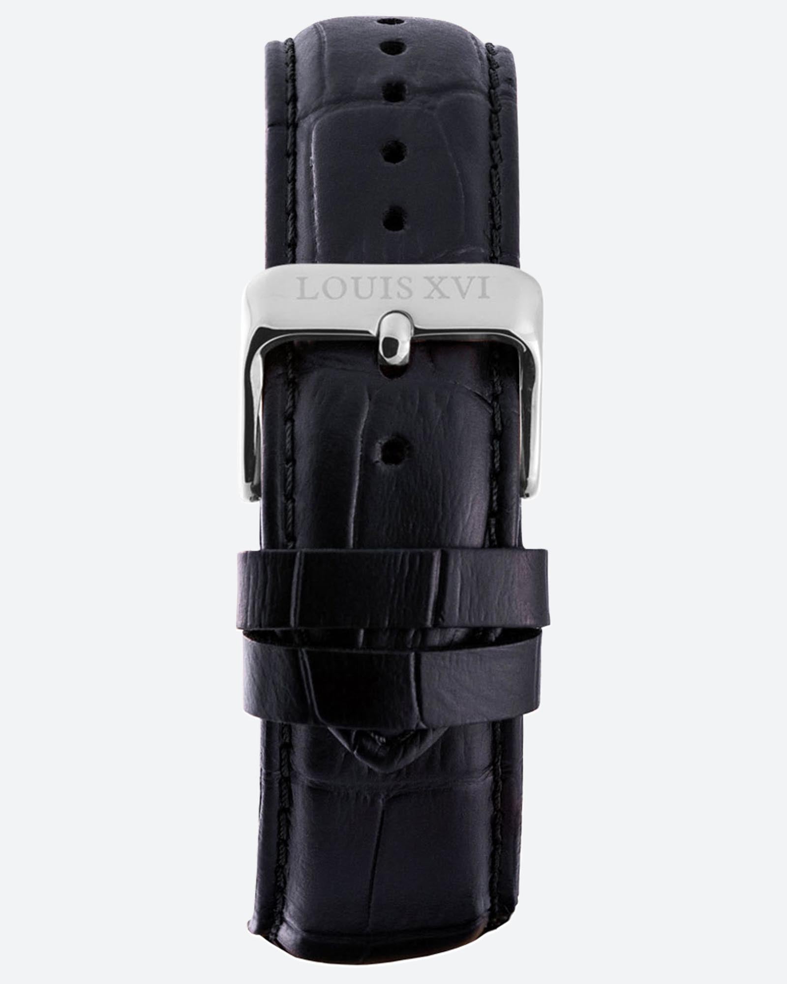 Leather Strap - Black/Silver
