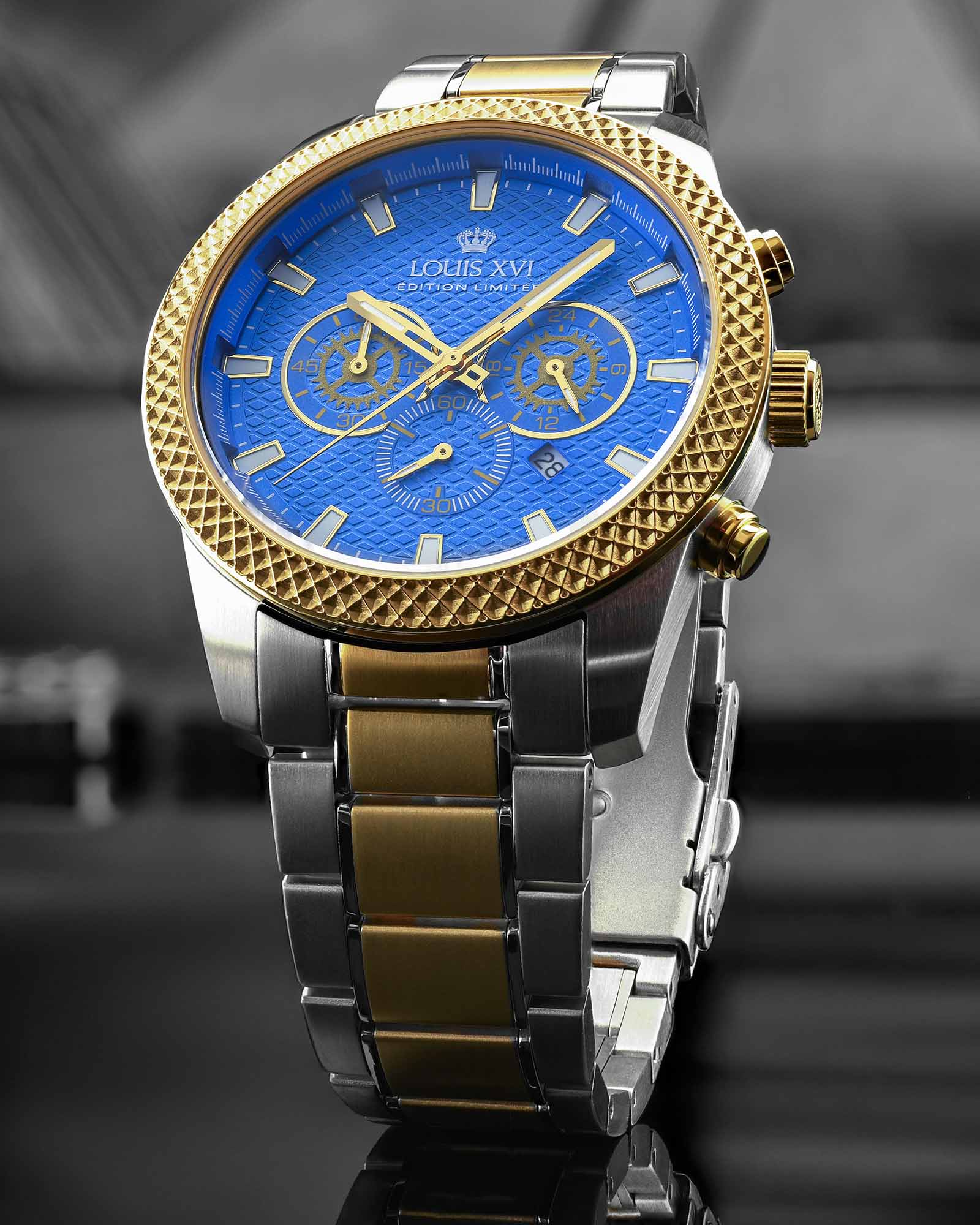 Mirage 3341 Chronographe Bicolore Bleu