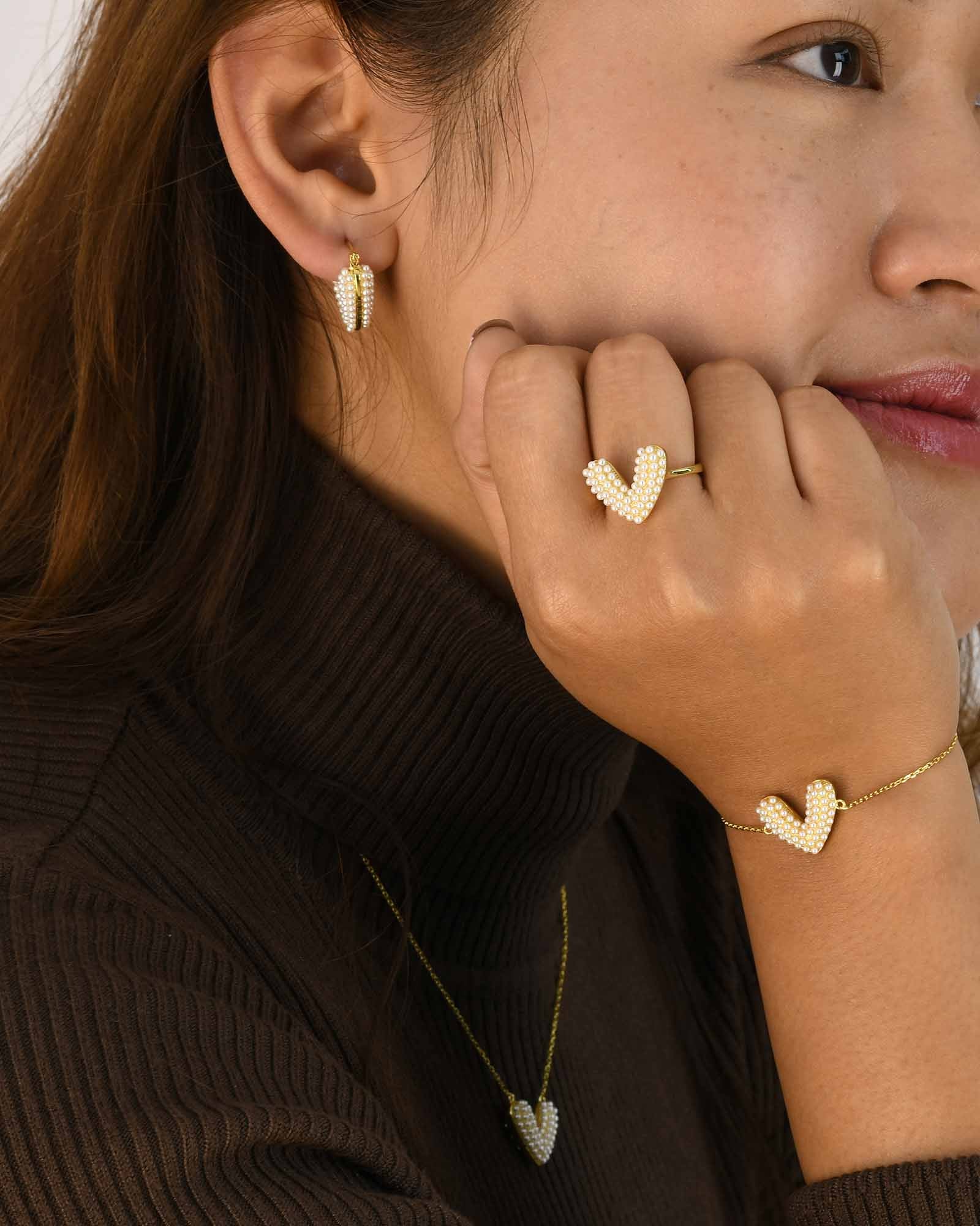 Boucles d'oreilles Perle Cœur - 8140000