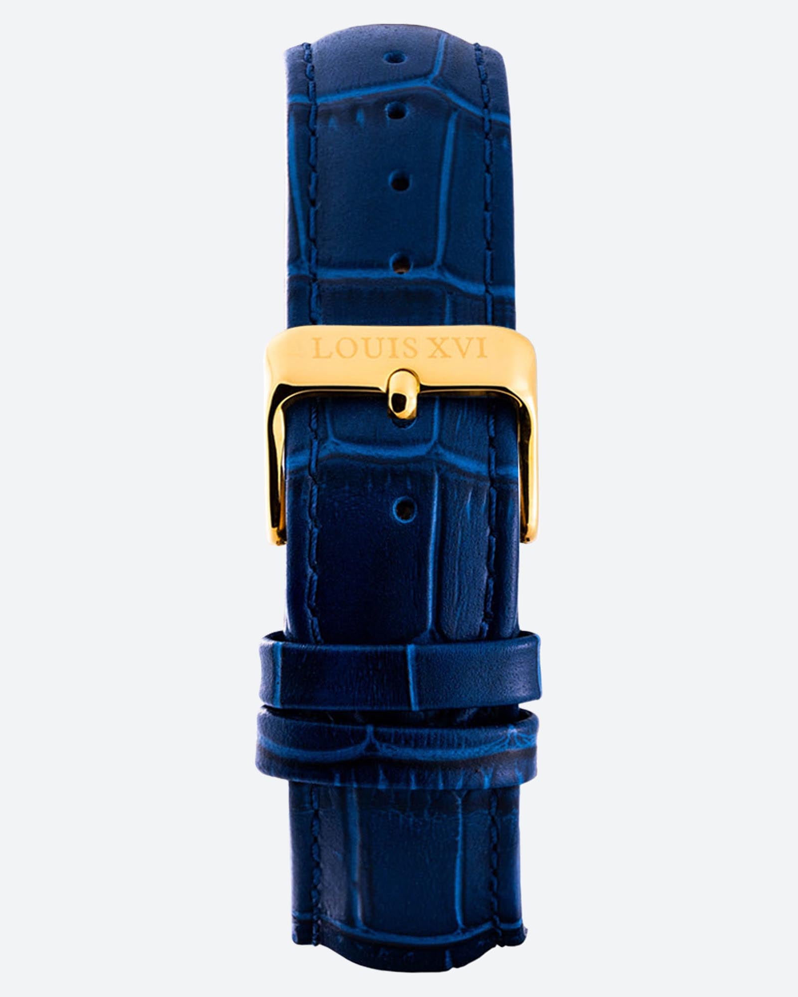 Leather strap - Blue/Gold