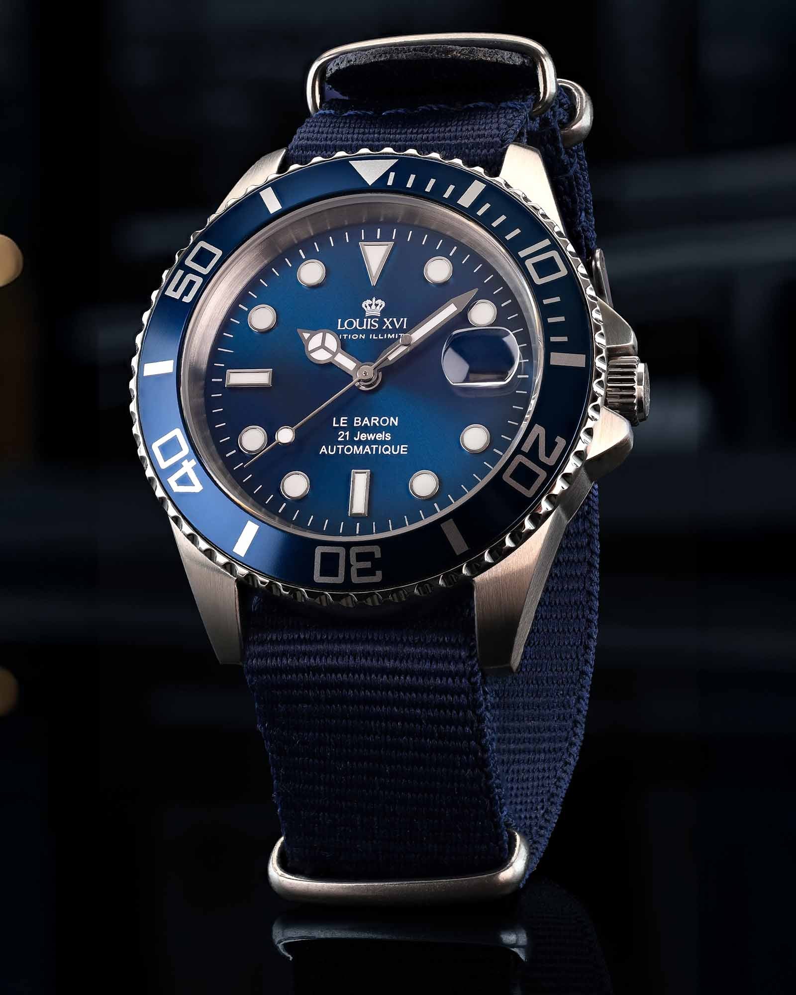 Le Baron 3122 - Automatikuhr mit blauem Zifferblatt